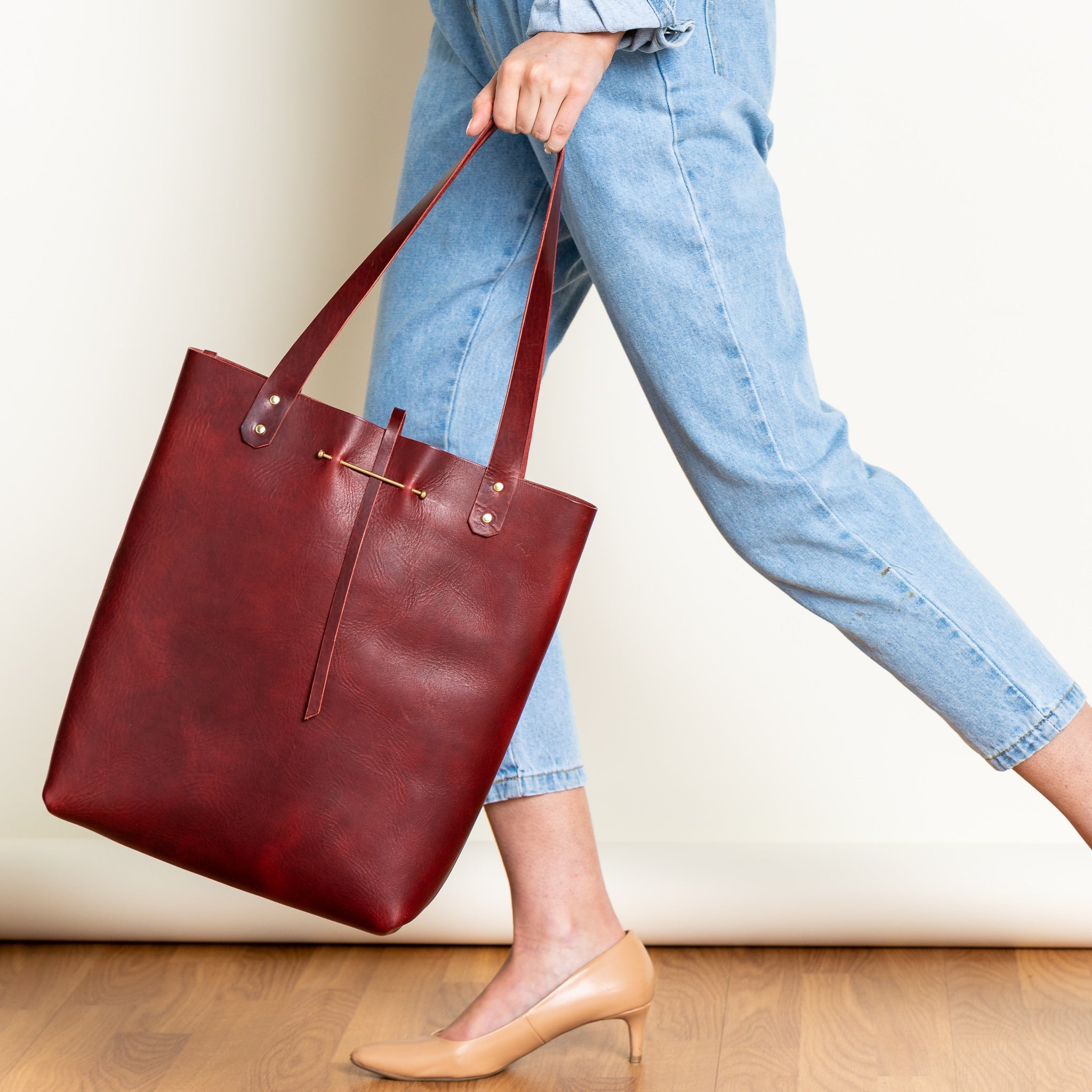 North South Tote Large | Rosewood