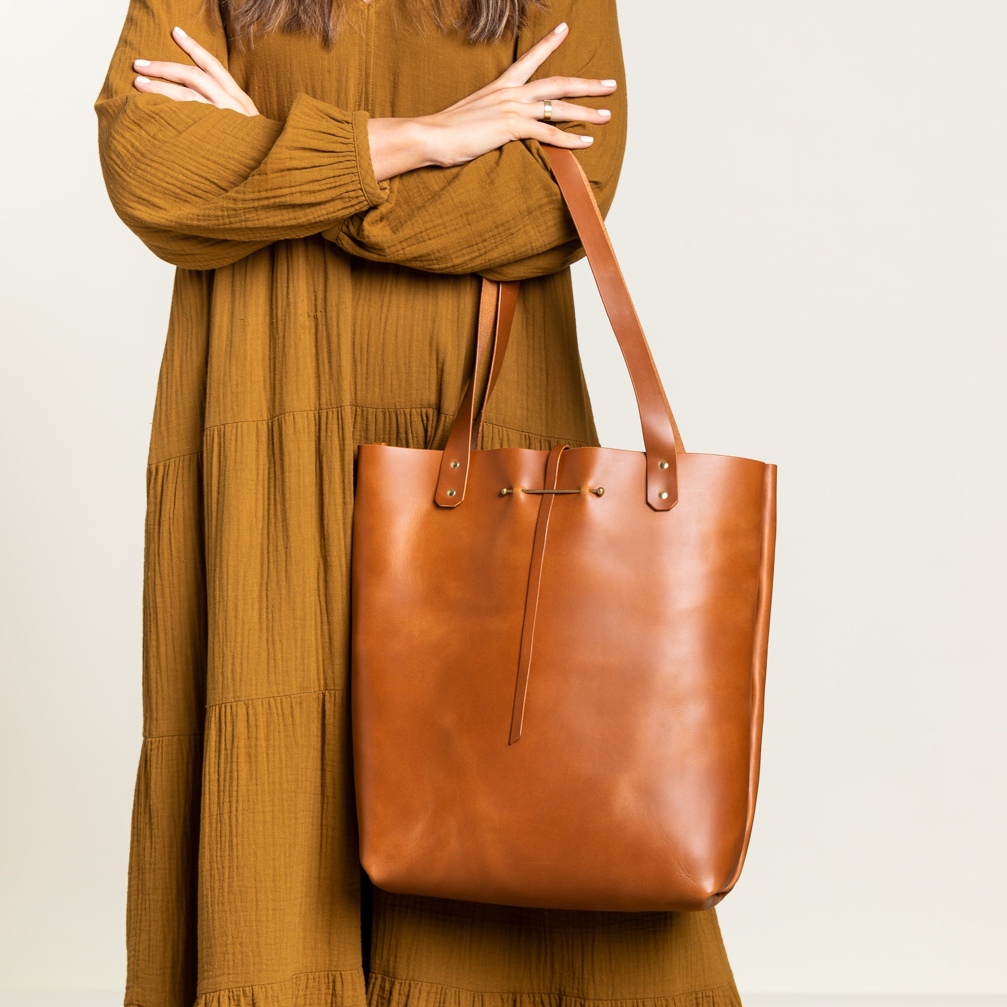 North South Tote Large | Cognac