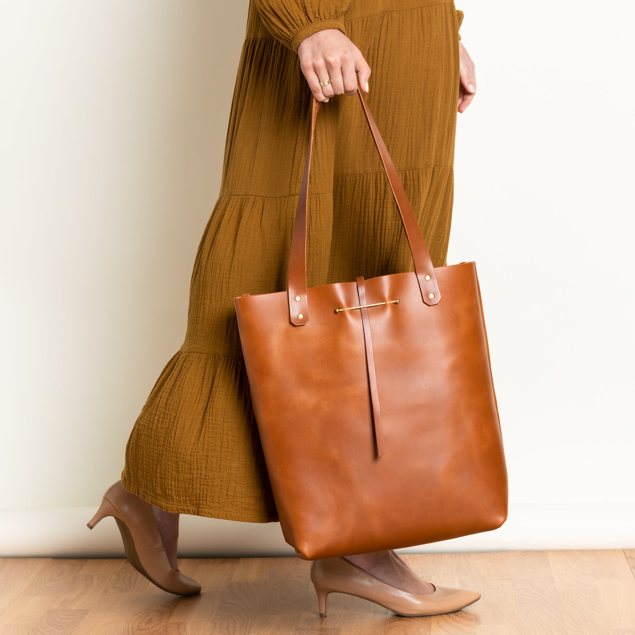 North South Tote Large | Cognac