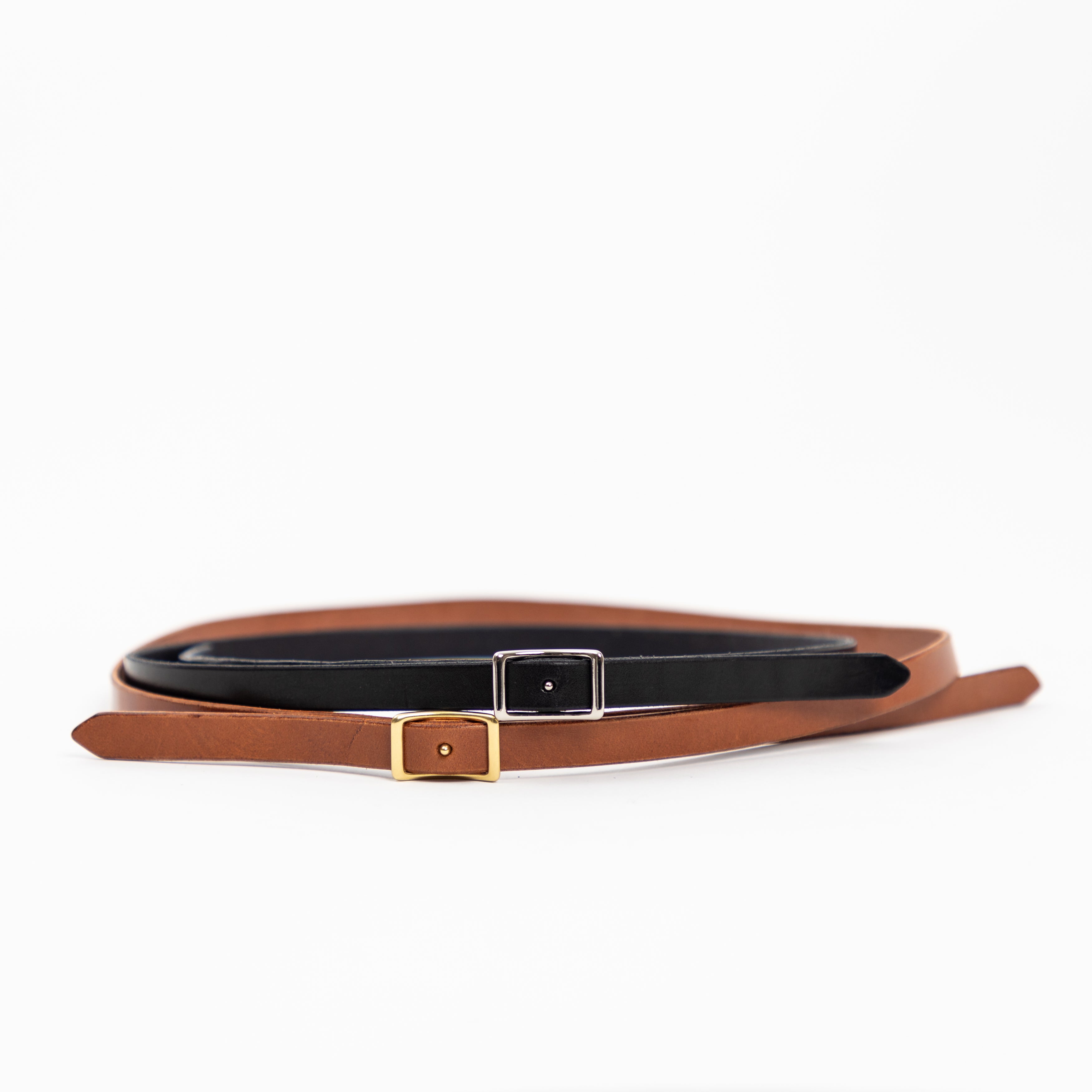 Skinny Capsule Belt Set | 1/2" wide | Black & Hazelnut