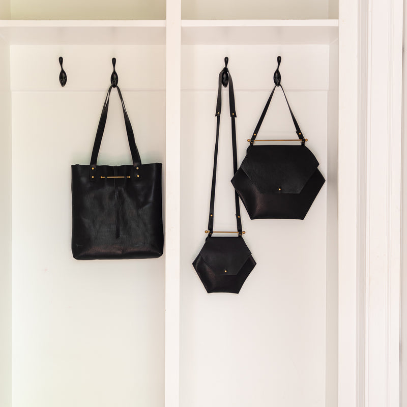 Large Black Helen Hobo Purse - Soft Leather Bag | Laroll Bags