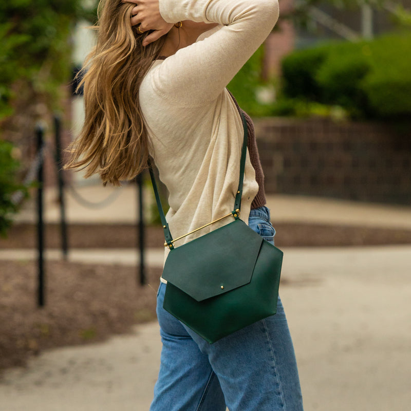 A-Line mini bucket bag in forest green – Angela Valentine Handbags