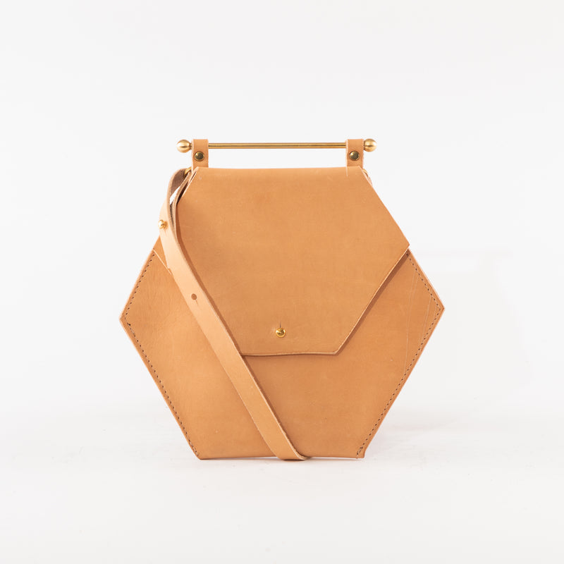Small Hexagon Bag | Natural | Luxury Handmade Leather Convertible Purse ...