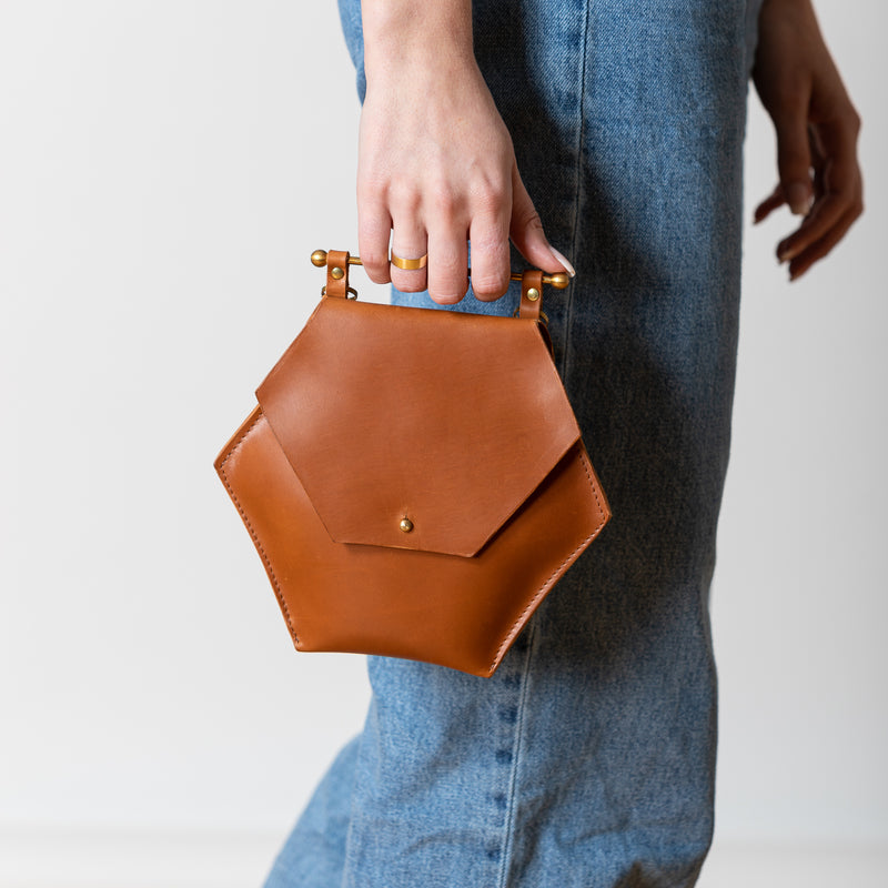 Small Hexagon Bag | Natural | Luxury Handmade Leather Convertible Purse ...